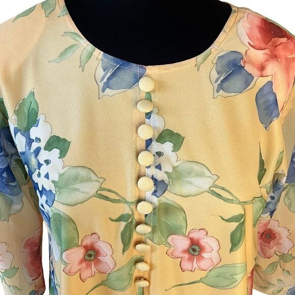 WESTSIDE Clothing Company Dress Size 10P Vintage 1980s Yellow Floral - Picture 2 of 13